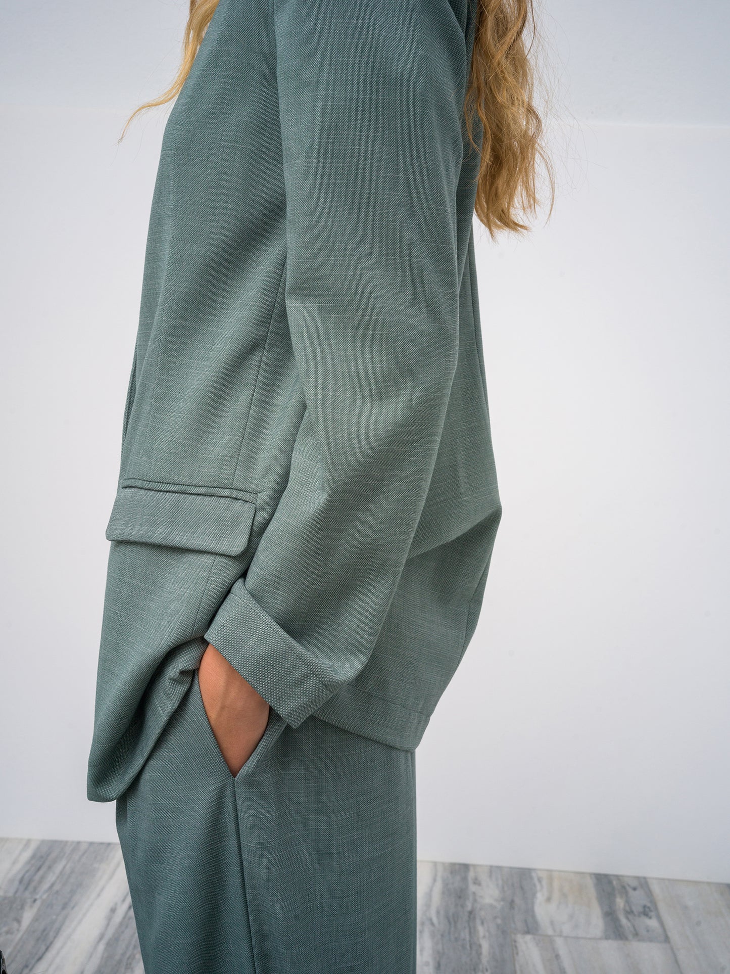 Pearl Blazer. sea-stone green