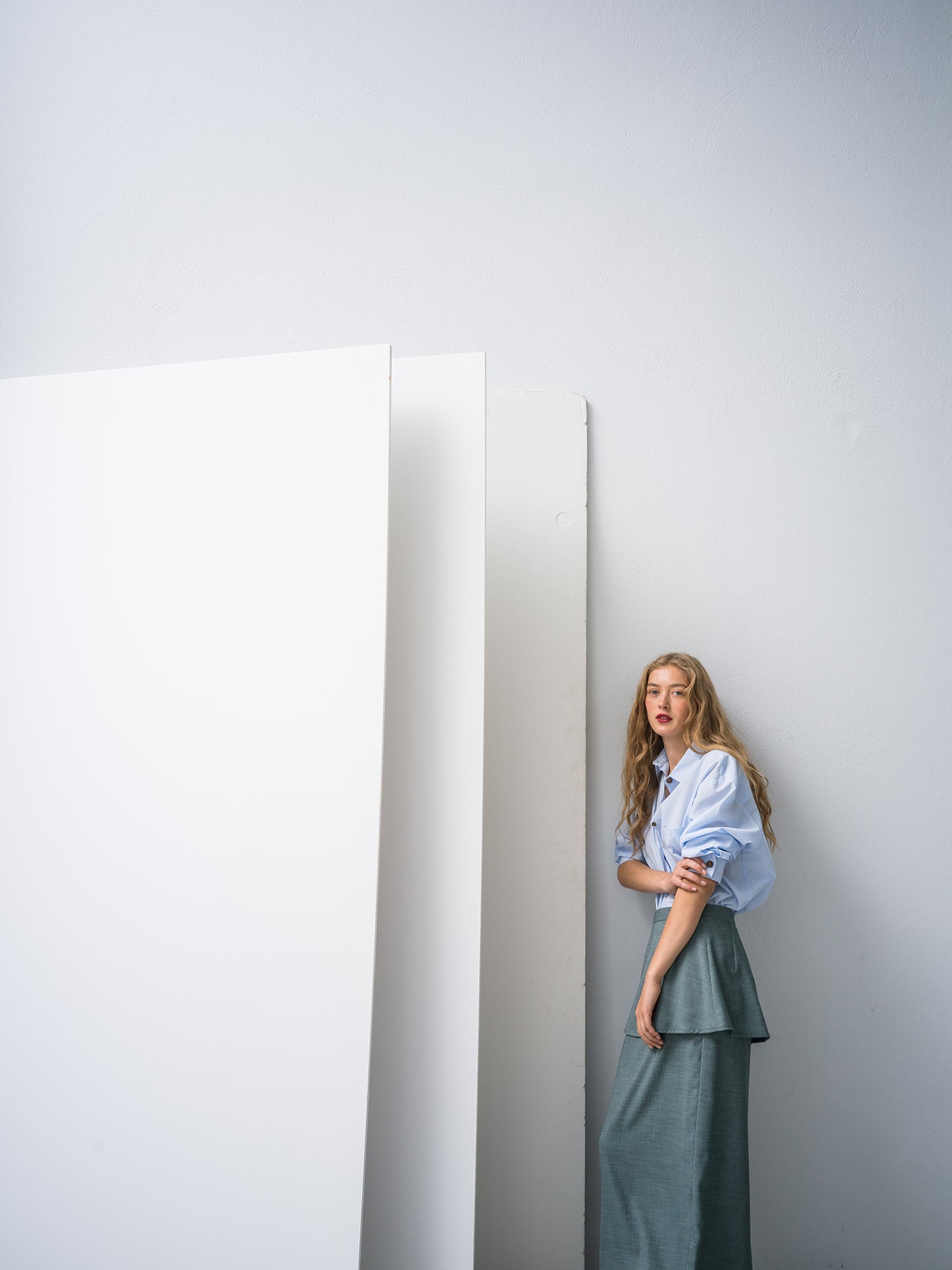 Wave Skirt. sea-stone green