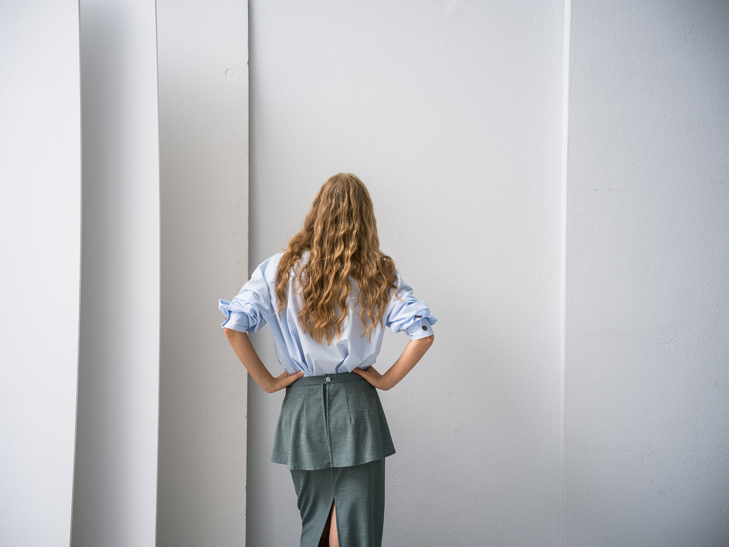 Wave Skirt. sea-stone green