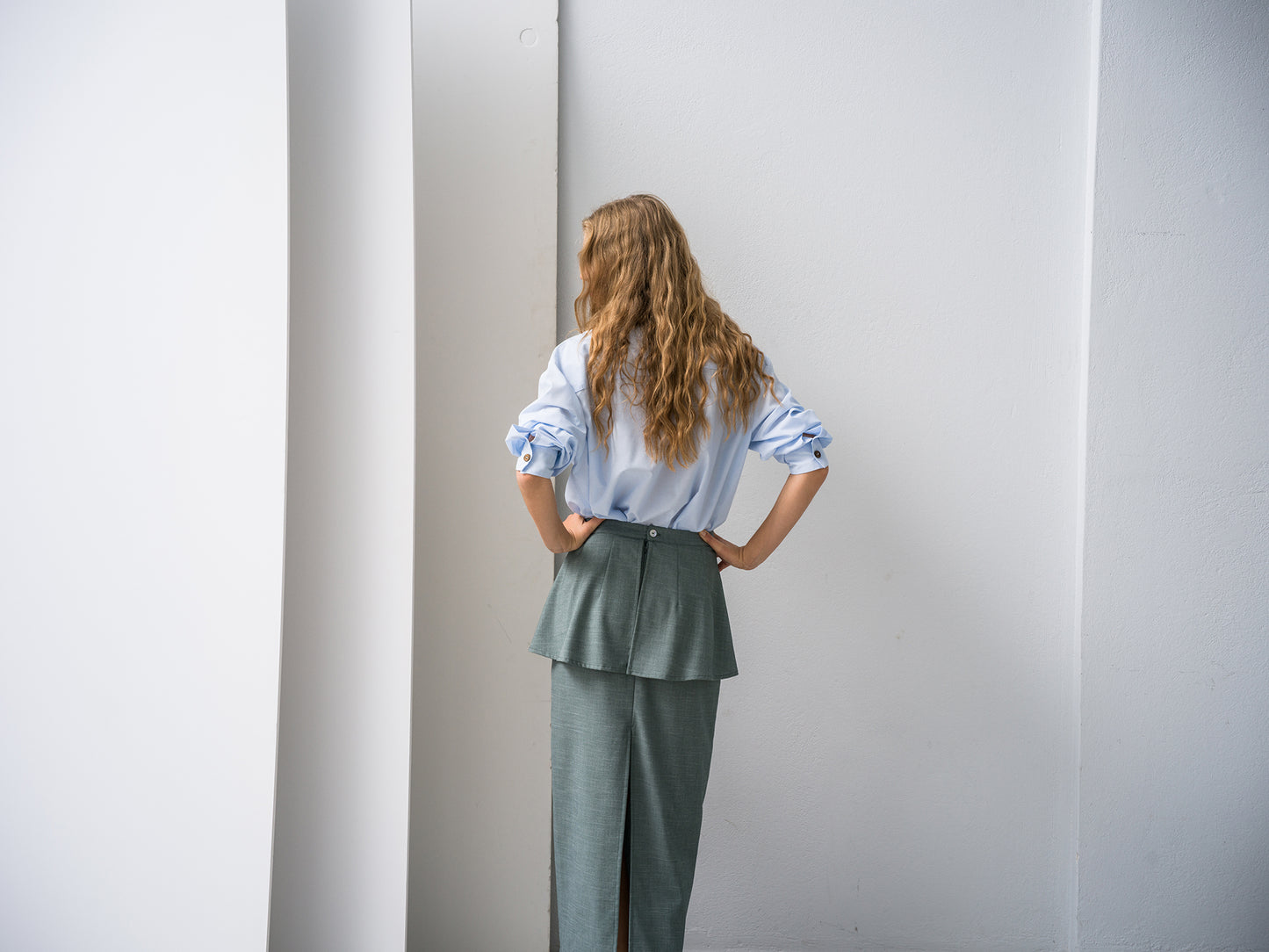 Wave Skirt. sea-stone green