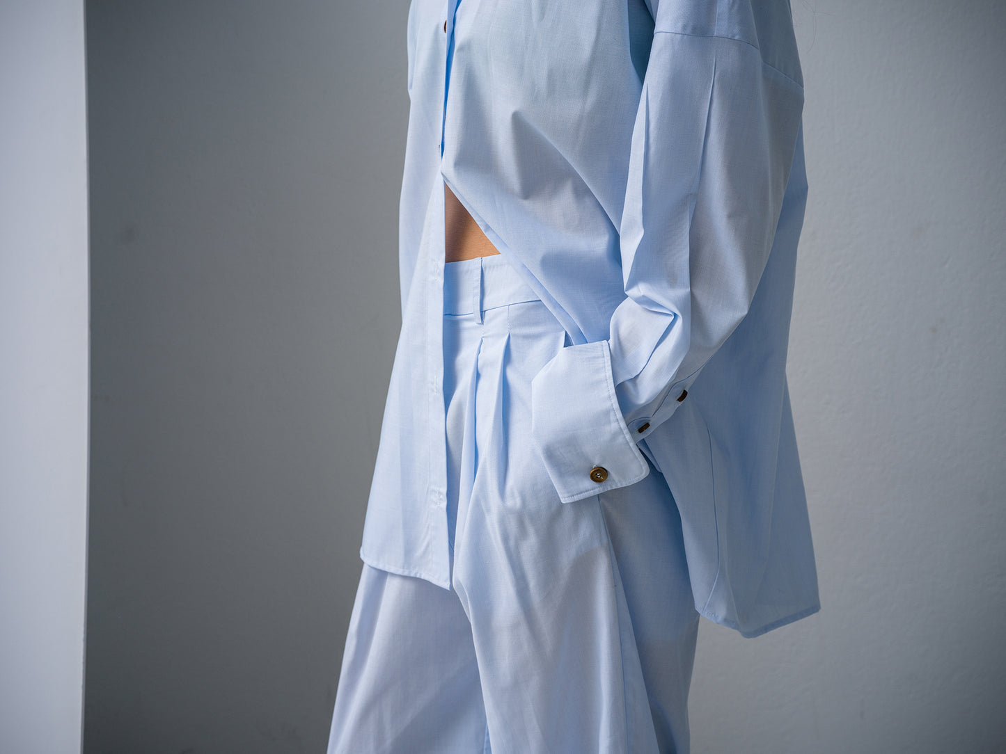Poplin Trousers. baby blue