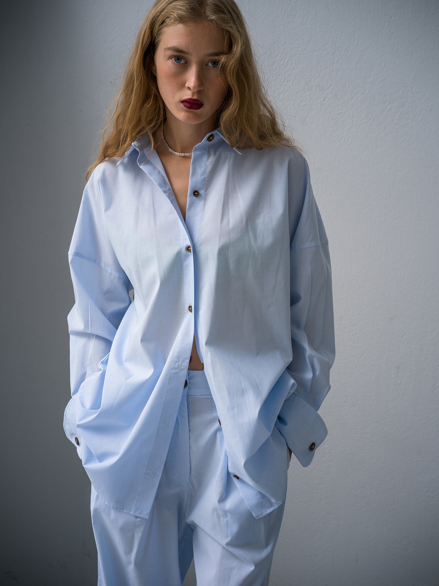 Cuff Shirt. baby blue