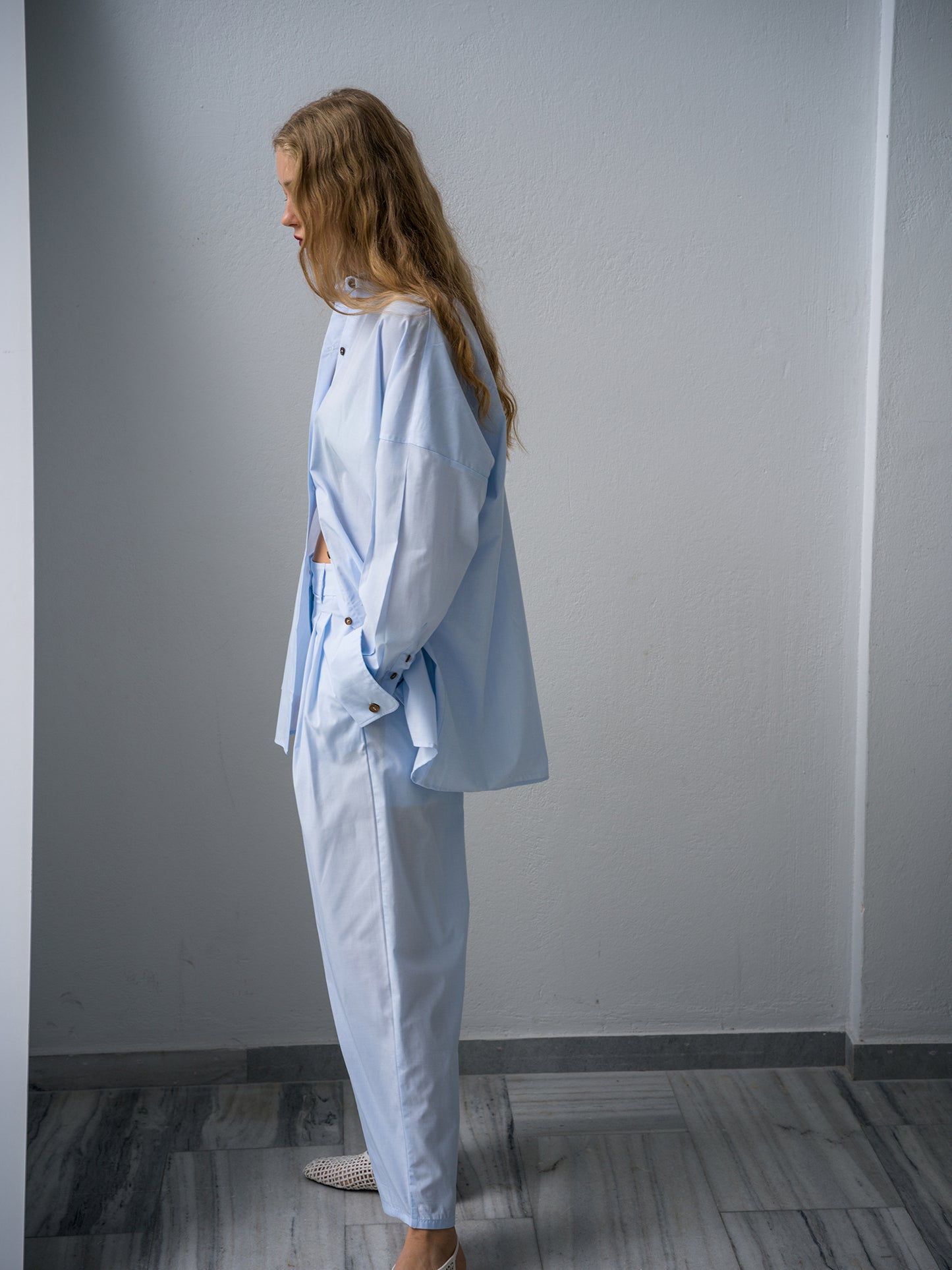 Cuff Shirt. baby blue