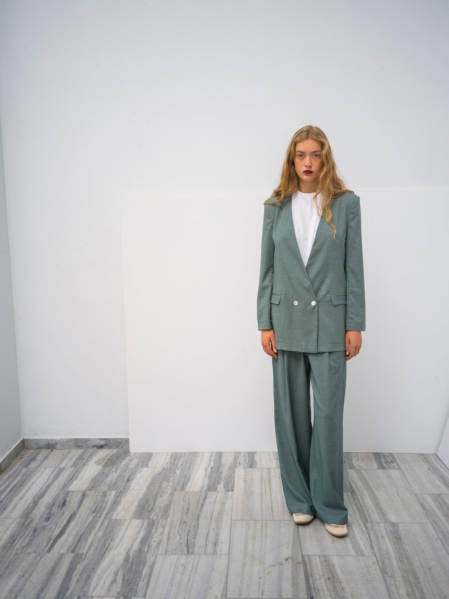 Pearl Blazer. sea-stone green