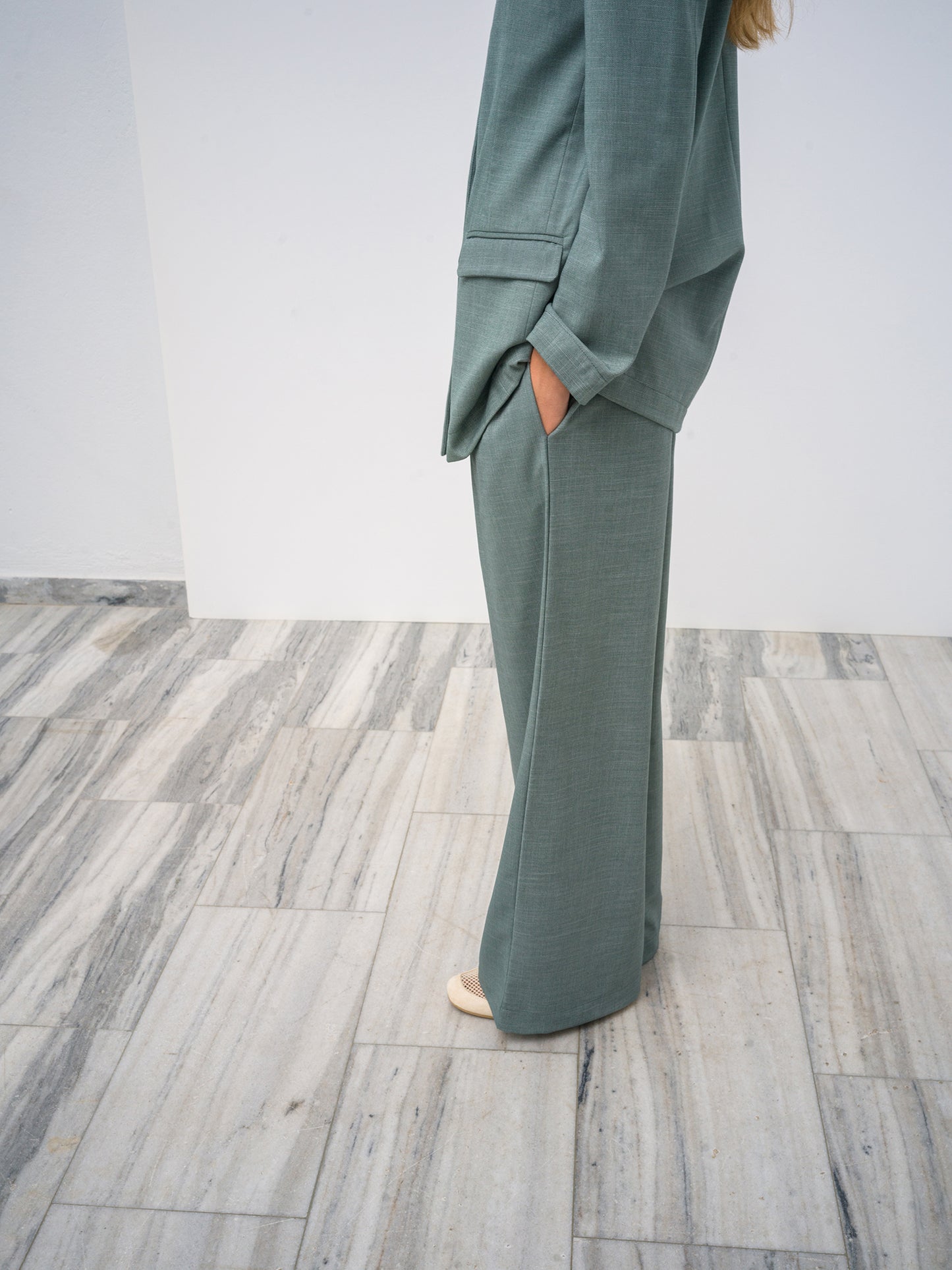 Pearl Blazer. sea-stone green