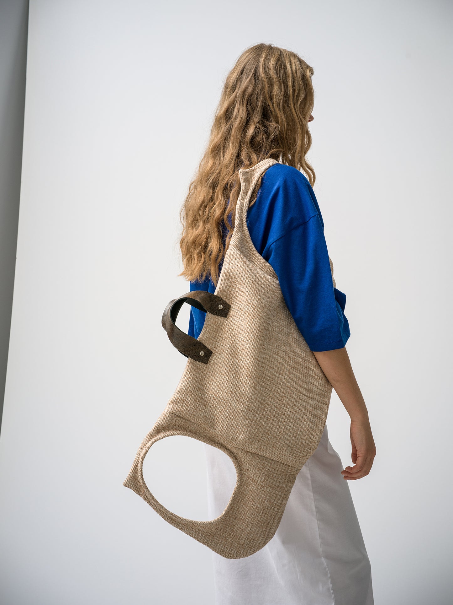 Handle It Backpack. beige raffia