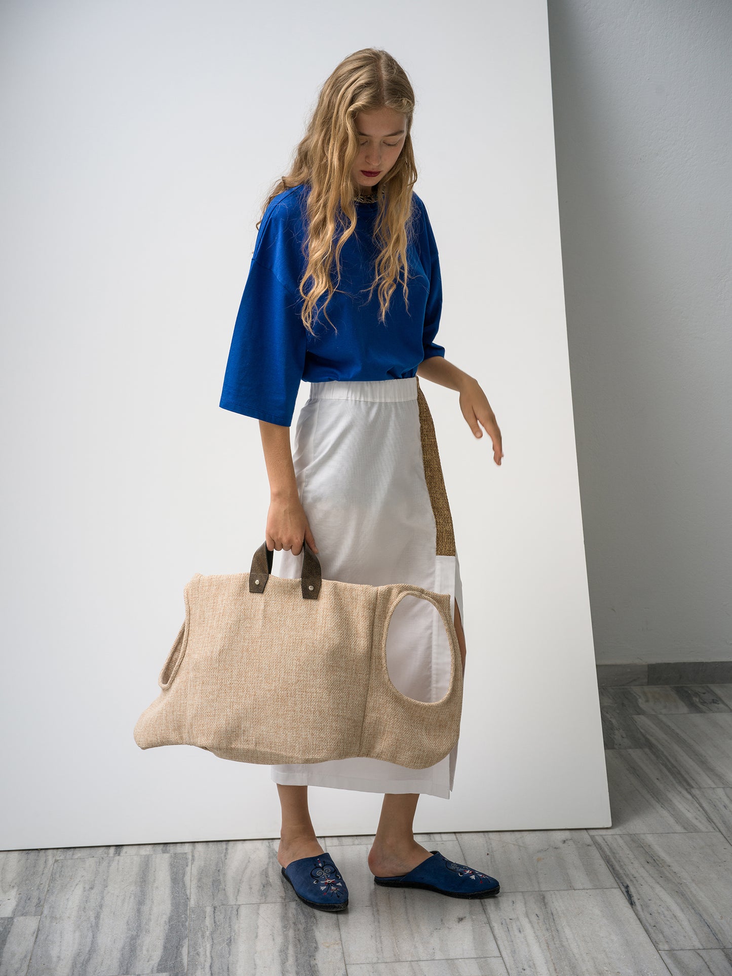 Handle It Backpack. beige raffia