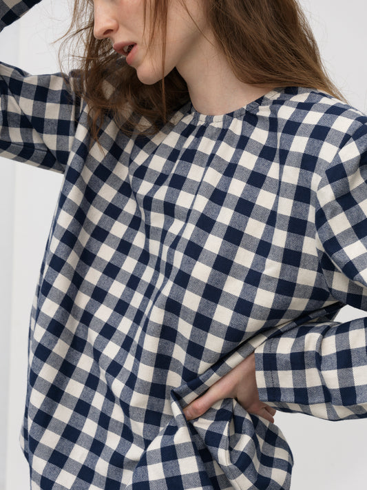Pebble Blouse .Blue Check