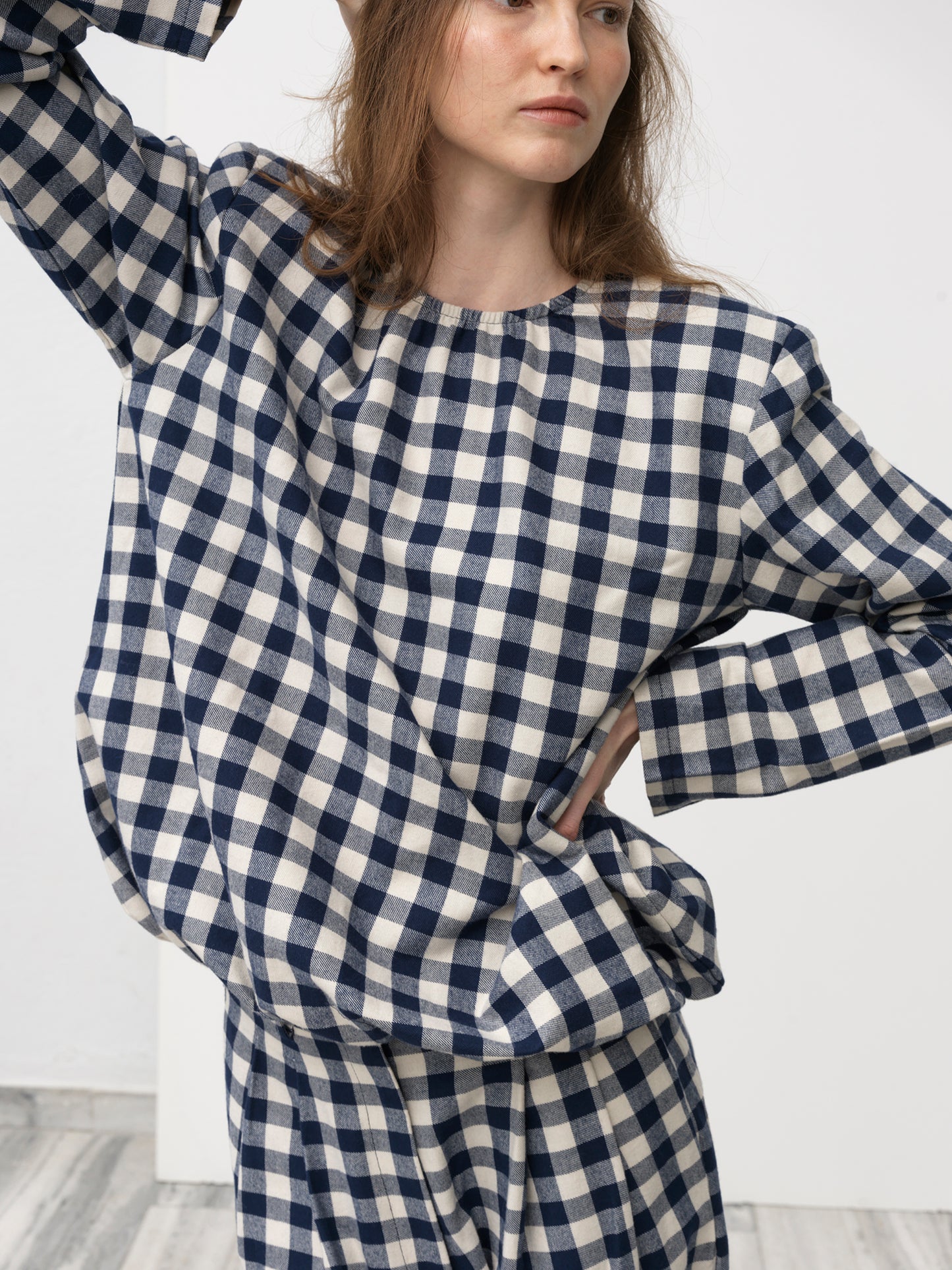 Pebble Blouse .Blue Check