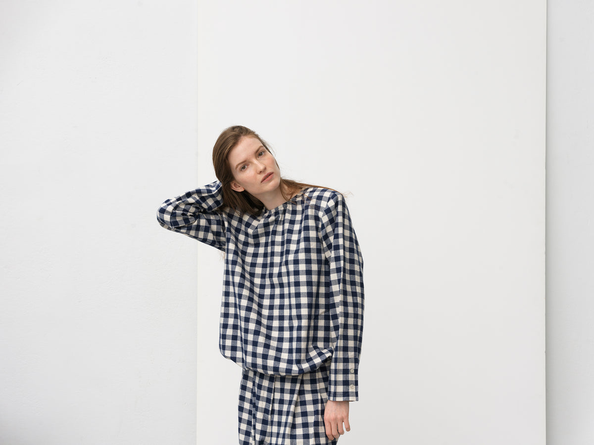 Pebble Blouse .Blue Check