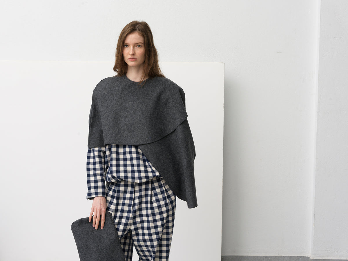 Wool Cloak .Deep Grey