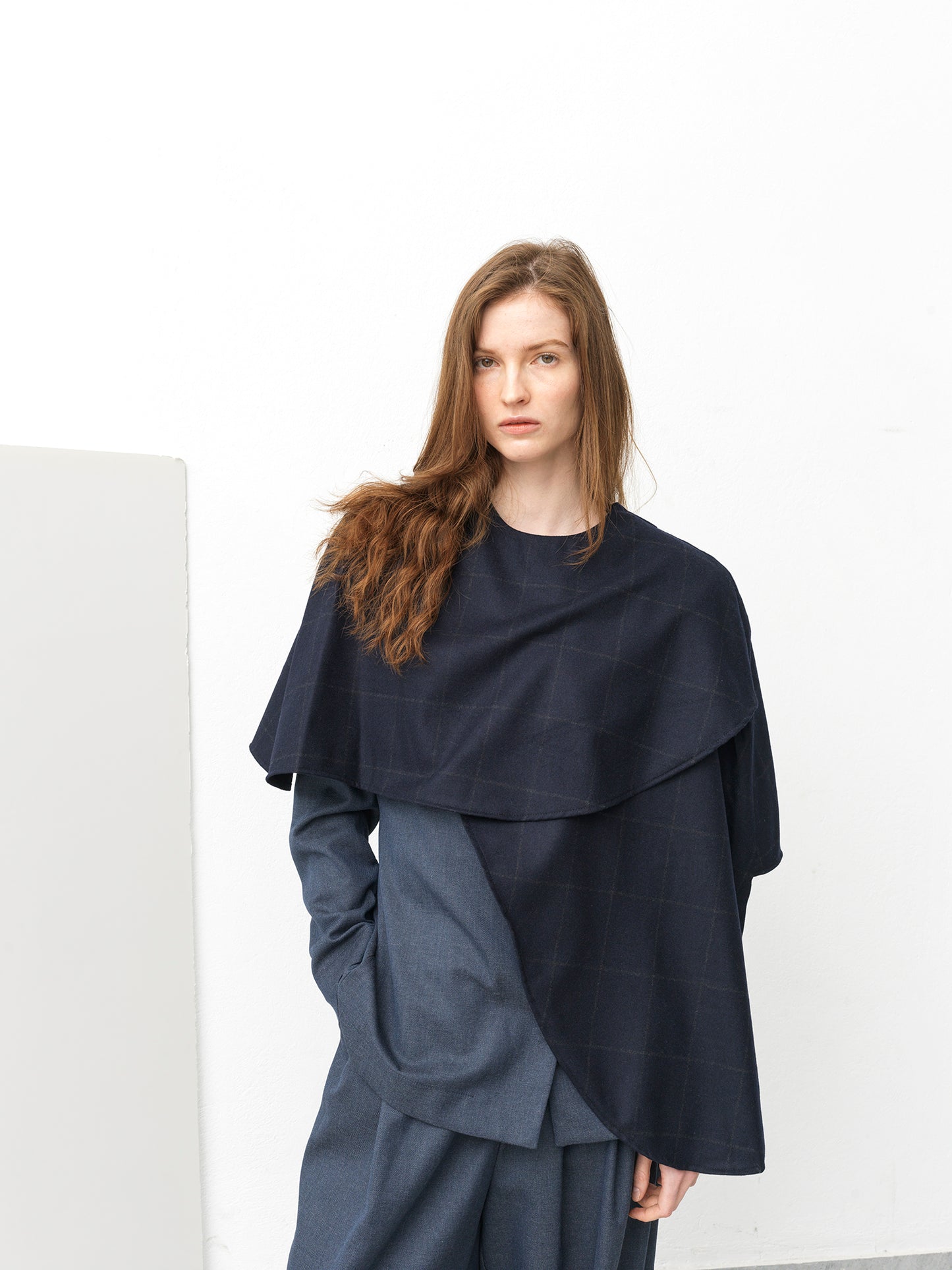 Wool Check Cloak