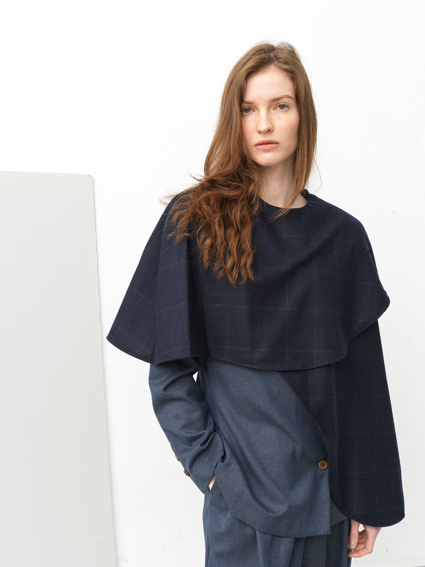 Wool Check Cloak