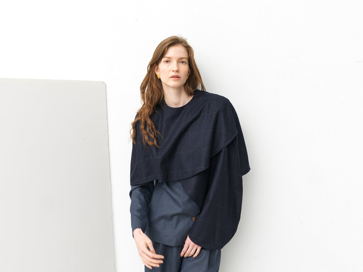 Wool Check Cloak