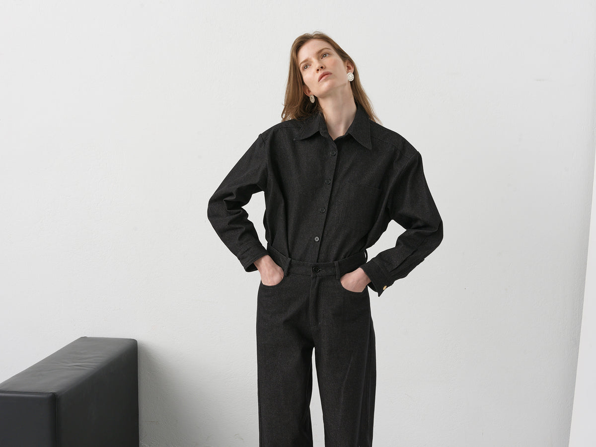 Denim Boy Shirt .Black Washed