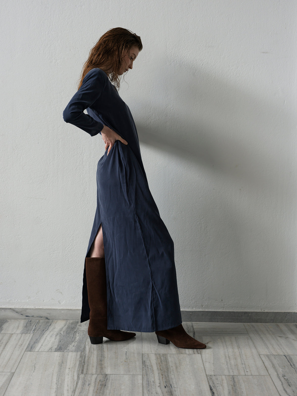 Powder Dress .Navy Blue