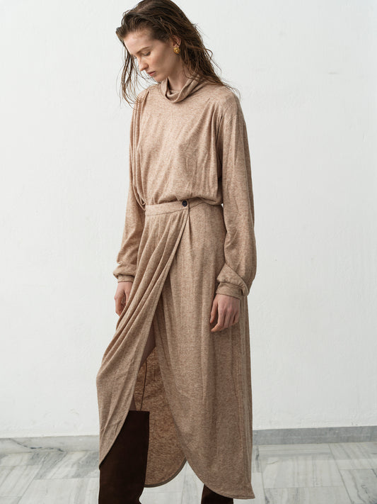 Knit High-Neck .Dark Salmon