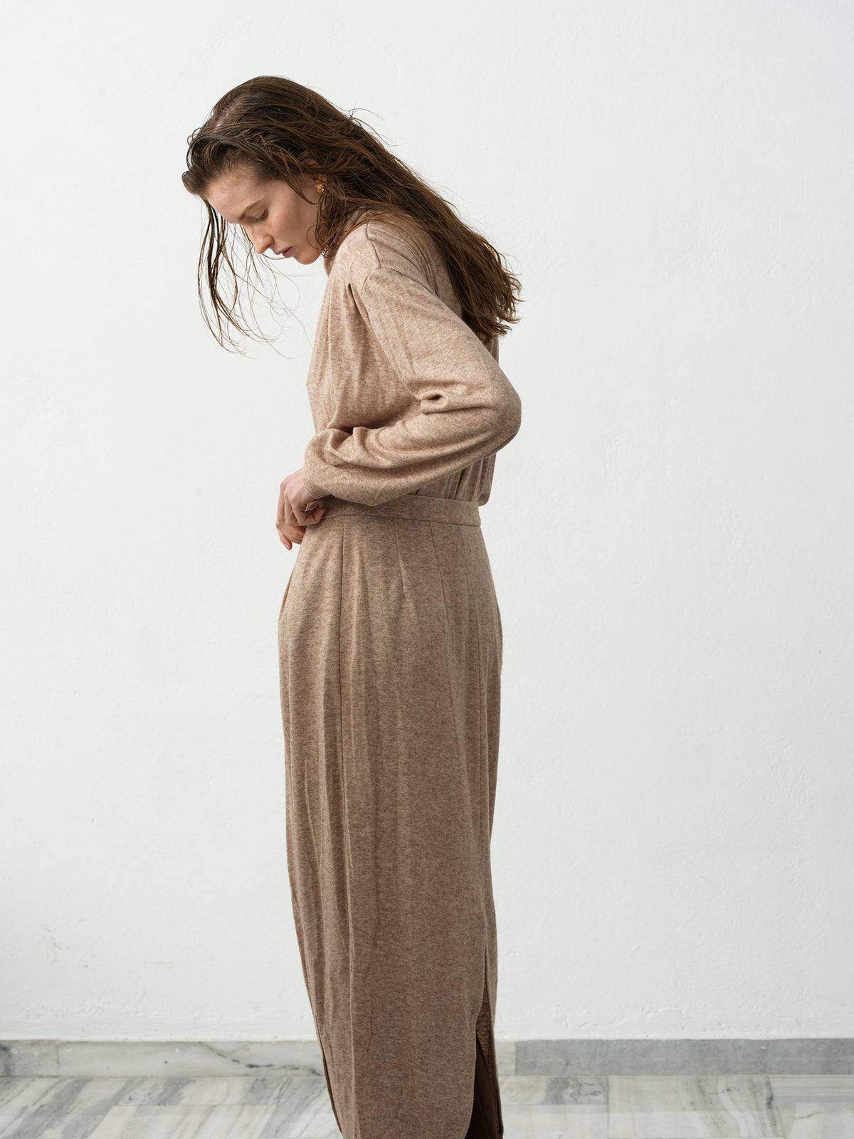 Figure Knitted Skirt .Dark Salmon