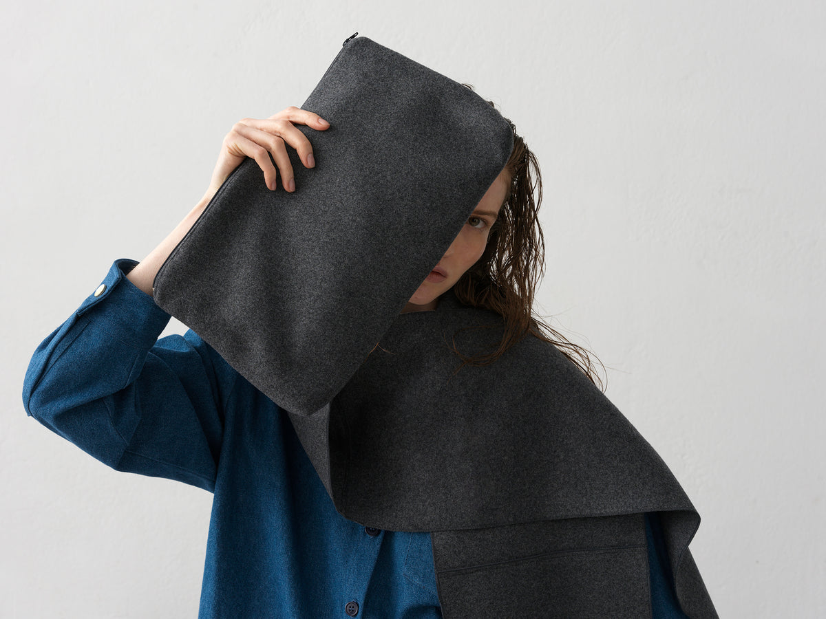 Wool Scarf .Deep Grey