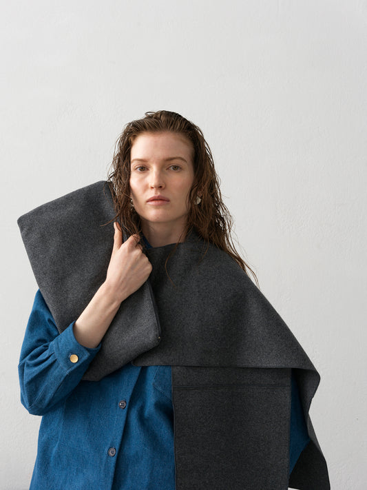 Wool Scarf .Deep Grey