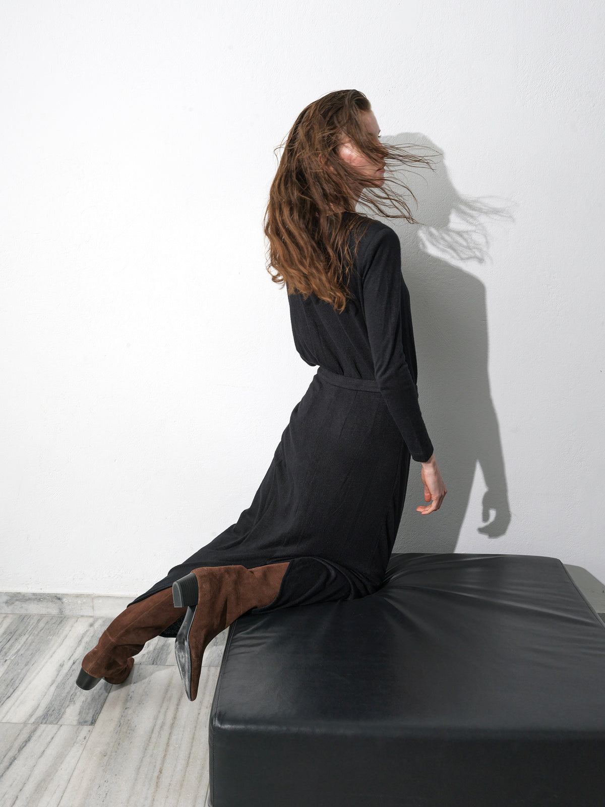 Figure Knitted Skirt .Black