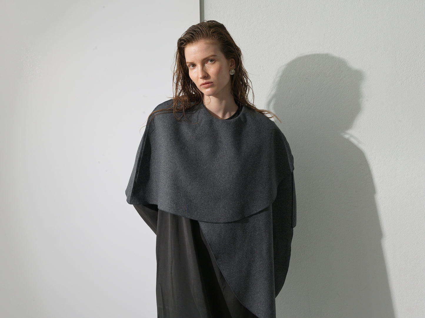 Wool Cloak .Deep Grey