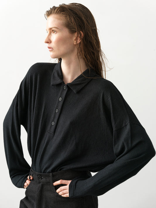 Loose Boy Blouse .Black