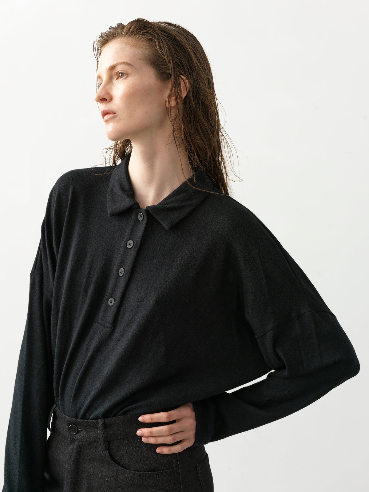 Loose Boy Blouse .Black