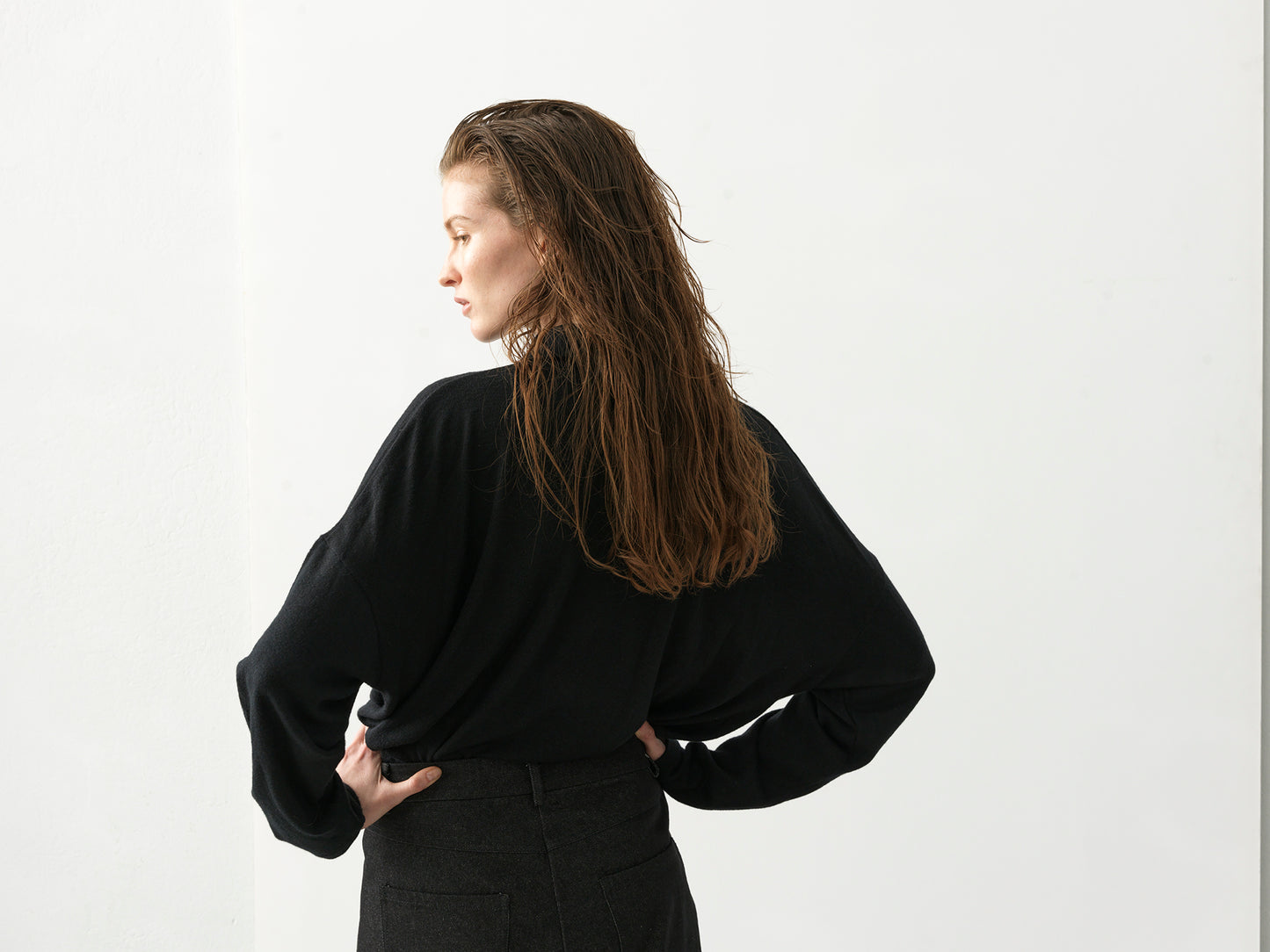Loose Boy Blouse .Black